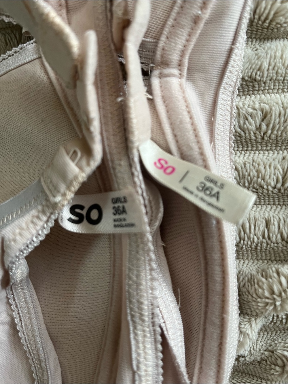 SO Soft Nude & Light Gray Striped and nude Wireless Bras - 36A - Picture 5 of 7